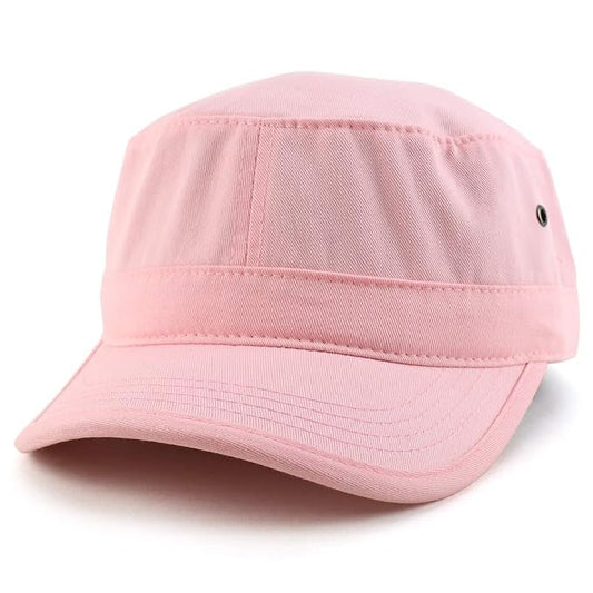  - X-Lent Caps - Cotton Army Cap Cadet Hat Military Flat Top Adjustable Baseball Caps for Men Women Pink - Tomorrow Fashion - 